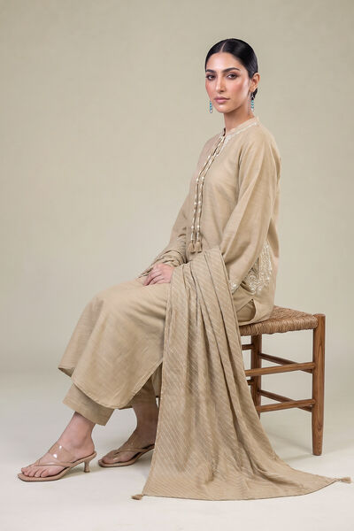 Embroidered | Light Khaddar | Beige Khaddar Dupatta | USD 35.00