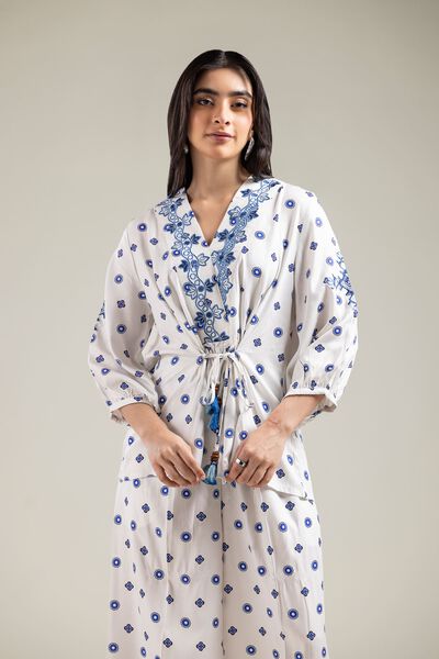 Embroidered | Viscose Crepe | Short White Blouse | USD 20.00