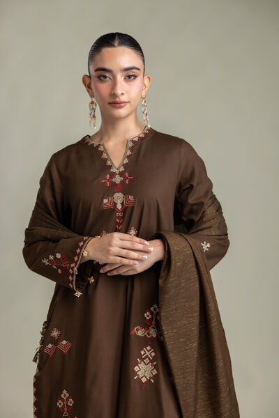 Embroidered | Mesuri | Brown Mesuri Dupatta | USD 35.00