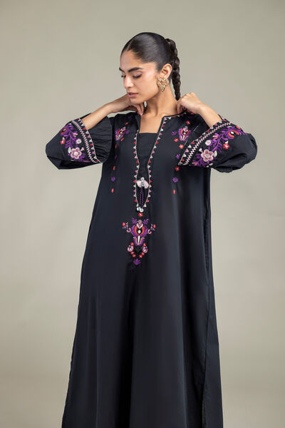 Embroidered | Cambric | Black Cambric Kurta | USD 45.00