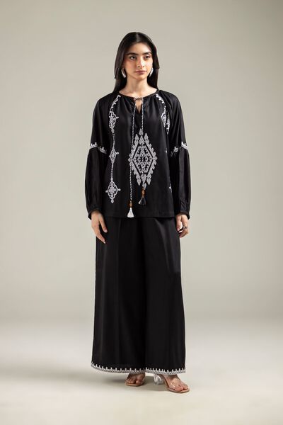 Embroidered | Viscose Crepe | Trousers | USD 9.00