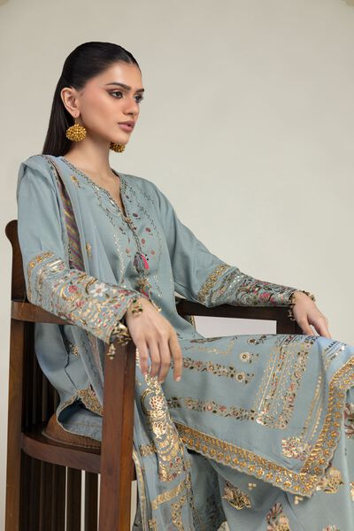 Embroidered | Raw Silk | 3 Piece Co-ord Set | USD 46.50