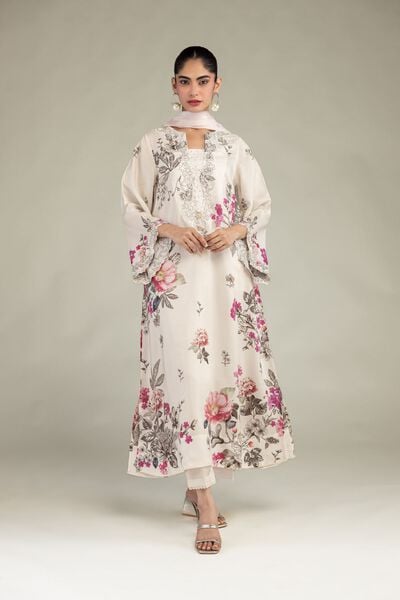 Embroidered | Blended Viscose | Floral Long Kurta | USD 70.00