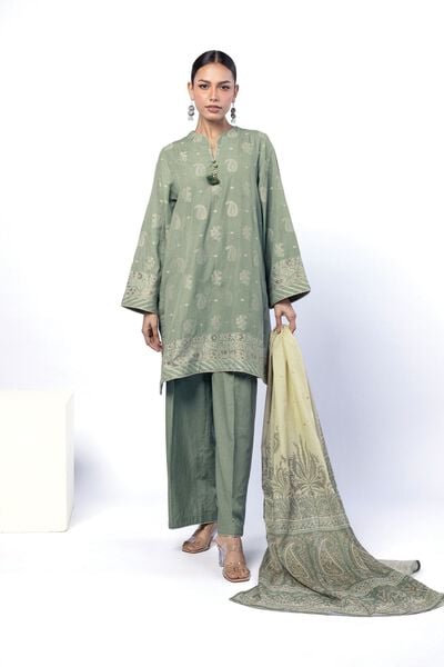 Dyed | Jacquard | Fabrics 3 Piece | USD 45.00