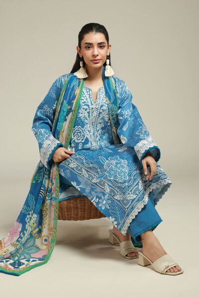 Embroidered | Satin | 3-Piece Tailored Set | USD 75.00