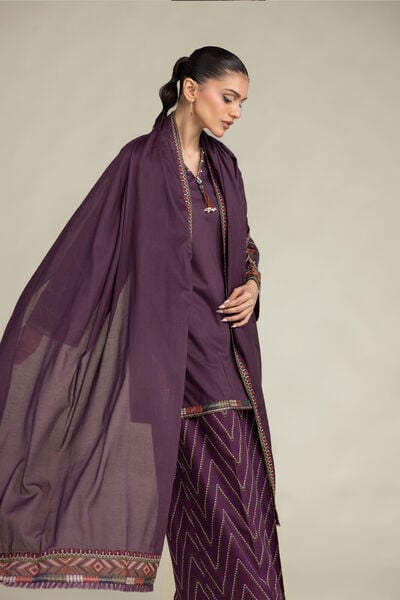 Embroidered | Lawn | Purple Lawn Dupatta | USD 35.00