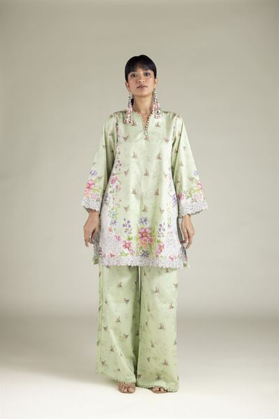 Embroidered | Satin | Fabrics 2 Piece | Top and Bottom | USD 40.00