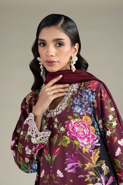 Embroidered | Raw Silk | Fabrics 3 Piece | USD 65.00