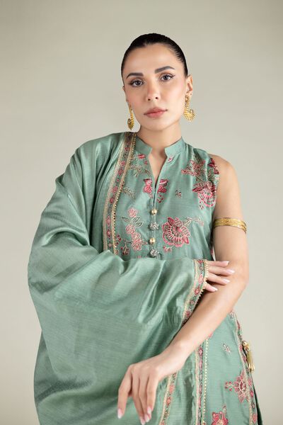 Embroidered | Cotton Net | Floral Thread Dupatta | USD 17.50