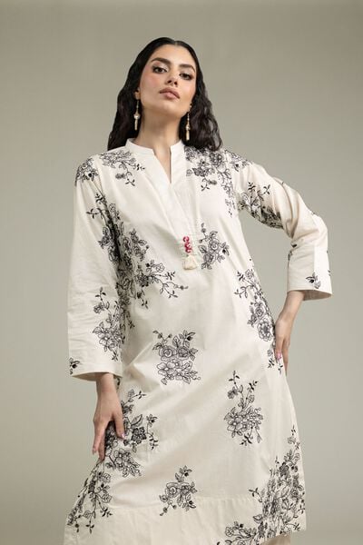 Embroidered | Cambric | Floral Longline Kurta | USD 40.00