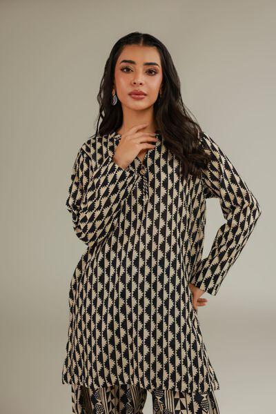 Printed | Textured Cotton | Geometric V-Neck Kurta | USD 30.00
