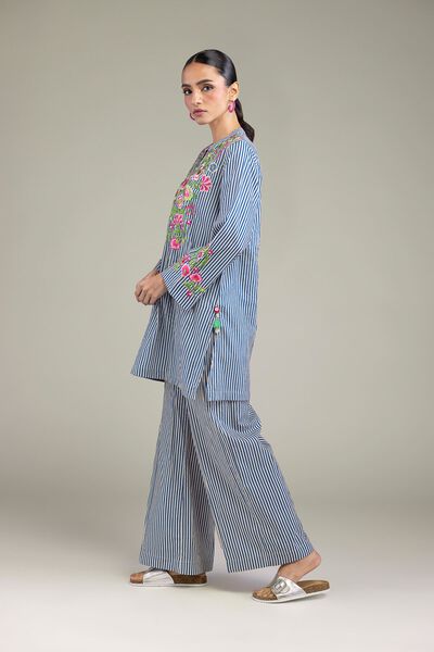 Embroidered | Cambric | Blue Cambric Pants | USD 7.50