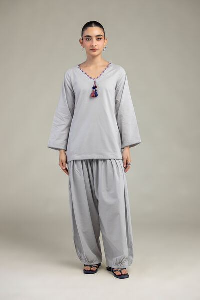 Embroidered | Textured Cotton Viscose | Gray Cotton Shalwar | USD 30.00