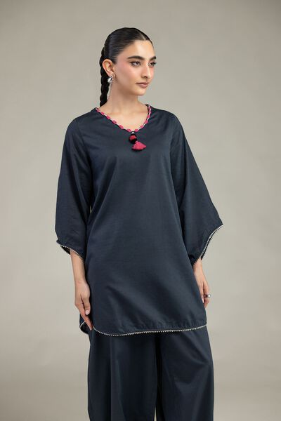 Embroidered | Textured Cotton Viscose | V-Neck Cotton Kurta | USD 35.00