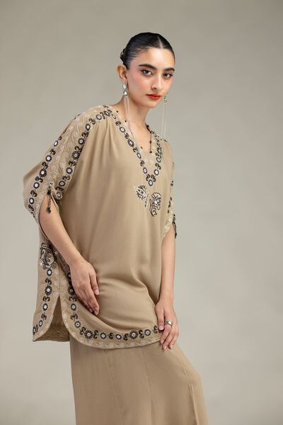 Embroidered | Raw Silk | Beige Silk Kurta | USD 16.50
