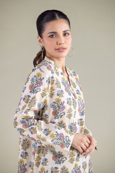 Printed | Cambric | Floral V-Neck Kurta | USD 30.00