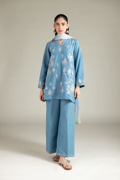 Embroidered | Blended Cambric | Pants | USD 25.00