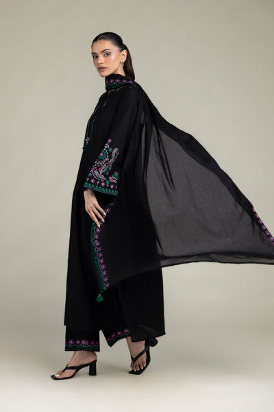 Embroidered | Cambric | Black Floral Pants | USD 30.00
