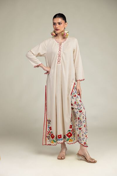 Embroidered | Raw Silk | Floral Silk Shalwar | USD 9.00