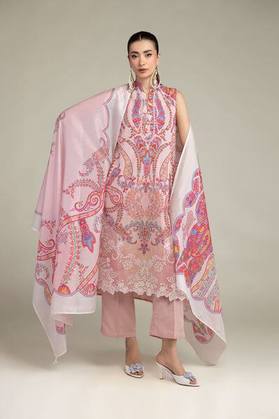 Embroidered | Raw Silk | Pink Floral Kurta | USD 18.00