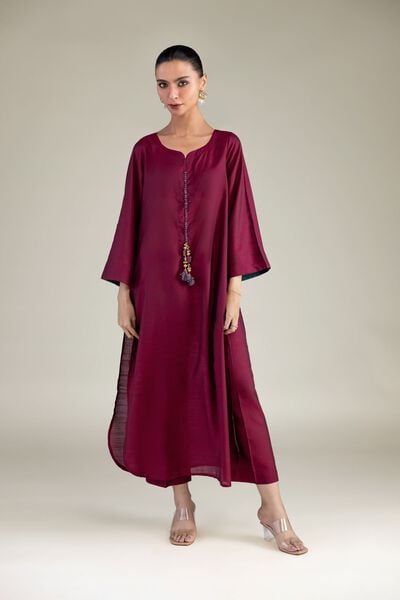 Dyed | Textured Raw Silk | Solid Maroon Pants | USD 30.00