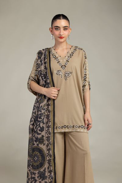 Embroidered | Raw Silk | Beige Silk Kurta | USD 16.50