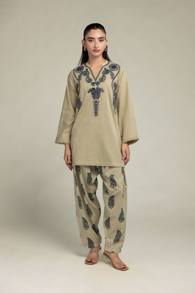 Embroidered | Cambric | Beige Paisley Shalwar | USD 15.00