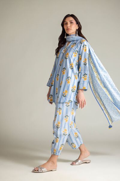 Embroidered | Textured Lawn | Blue Lawn Dupatta | USD 25.00