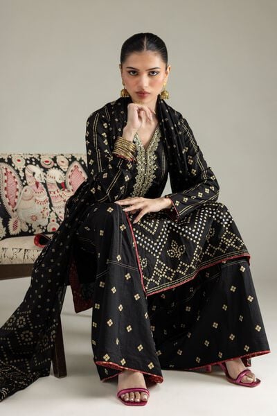 Embroidered | Cambric | Black Co-ord Set | USD 77.50