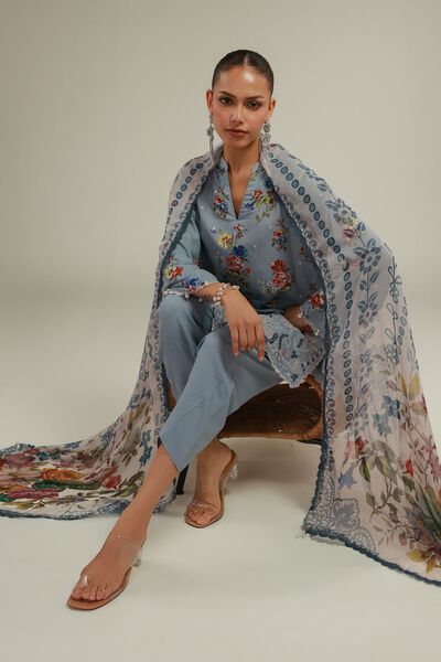 Embroidered | Raw Silk | Floral Lace Kurta | USD 16.50