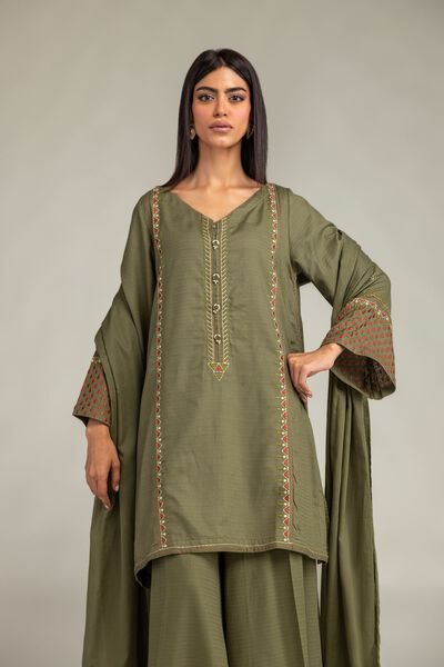 Embroidered | Lawn | Olive Lawn Dupatta | USD 30.00