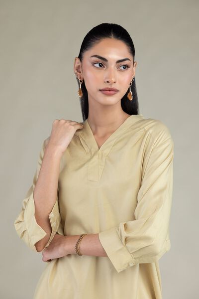 Embroidered | Viscose Crepe | Short V-Neck Blouse | USD 35.00