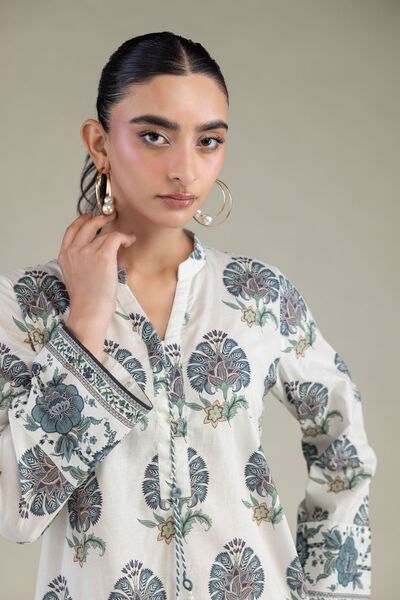 Printed | Cambric | White Printed Kurta | USD 10.50