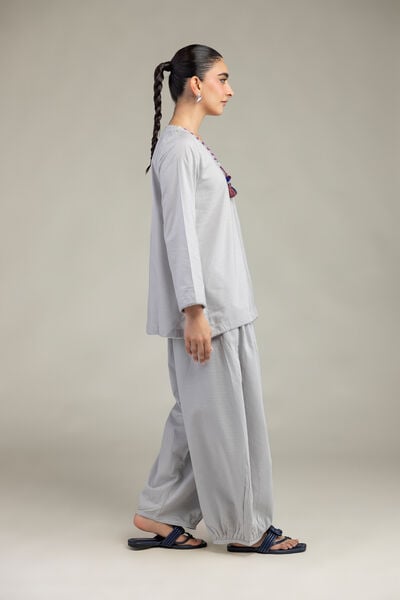 Embroidered | Textured Cotton Viscose | Gray Cotton Shalwar | USD 30.00