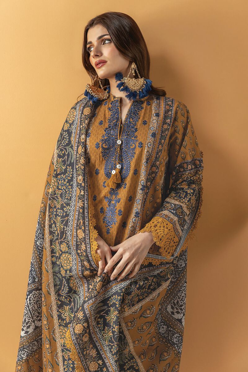 Printed Embroidered | Slub Lawn | Tailored 3 Piece | null