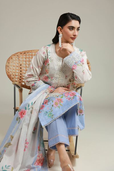 Printed | Satin | Fabrics 3 Piece | USD 55.00