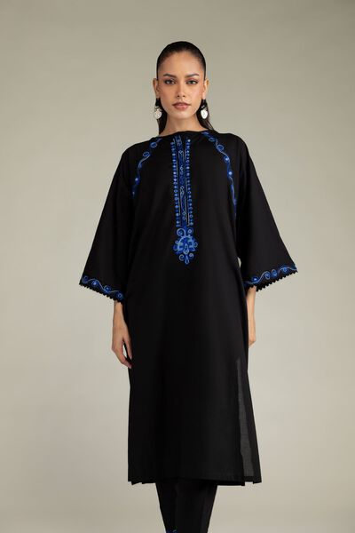 Embroidered | Cambric | Black Cambric Kurta | USD 40.00