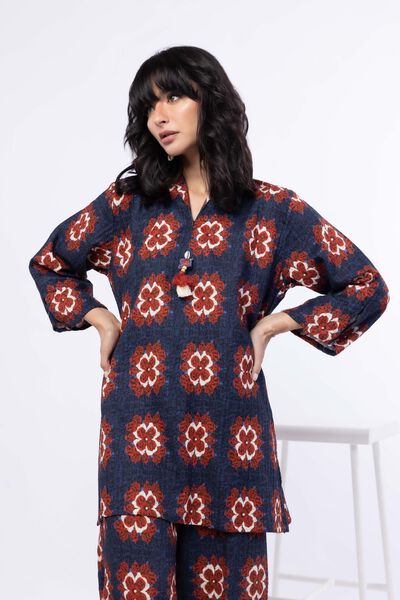 Printed | Double Layer Striped | Kurta | USD 30.00
