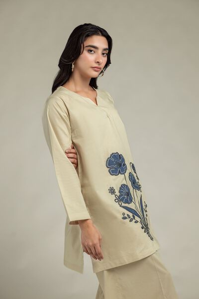 Embroidered | Cambric | Cambric V-Neck Kurta | USD 20.00