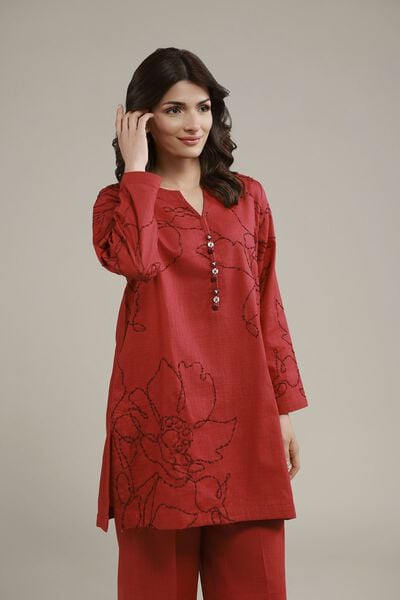Embroidered | Heavy Textured Cotton | Floral Threadwork Kurta | USD 35.00