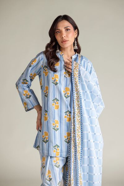 Embroidered | Textured Lawn | Blue Lawn Dupatta | USD 25.00