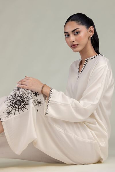 Embroidered | Viscose Crepe | Solid Viscose Tunic | USD 20.00