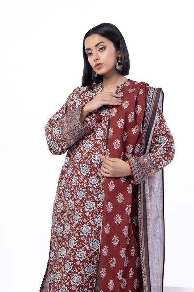 Printed | Textured Cotton | Fabrics 3 Piece | USD 30.00