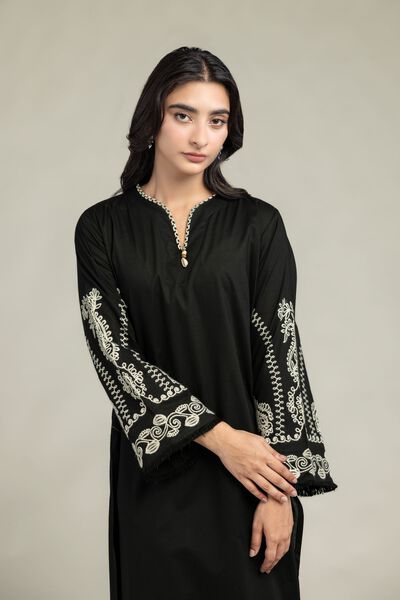 Embroidered | Cambric | Black Cambric Kurta | USD 12.00