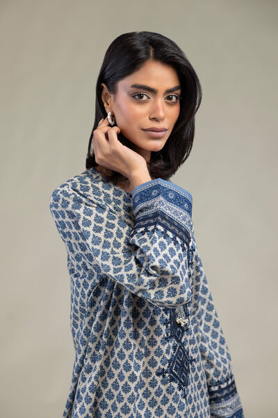 Embroidered | Cambric | Blue Cambric Kurta | USD 12.00