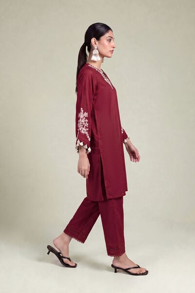 Embroidered | Cambric | Solid Cambric Pants | USD 30.00
