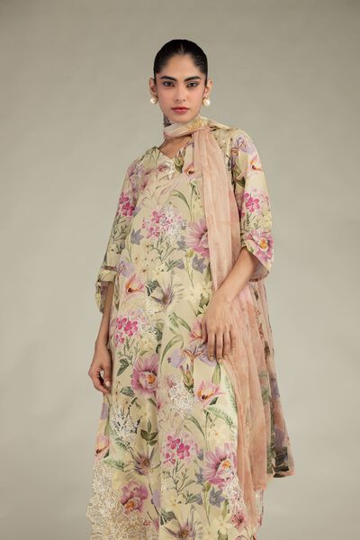 Embroidered | Blended Viscose | Floral Longline Kurta | USD 27.50