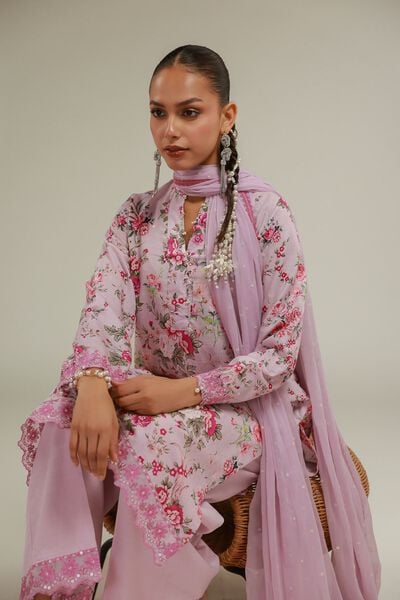 Embroidered | Raw Silk | Floral Longline Kurta | USD 30.00