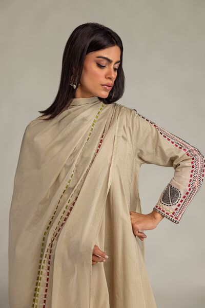 Embroidered | Lawn | Beige Lawn Dupatta | USD 35.00