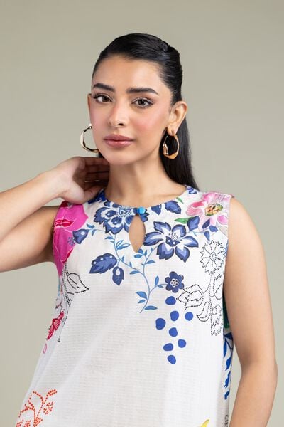 Printed | Cotton Dobby | Floral Sleeveless Kurta | USD 35.00